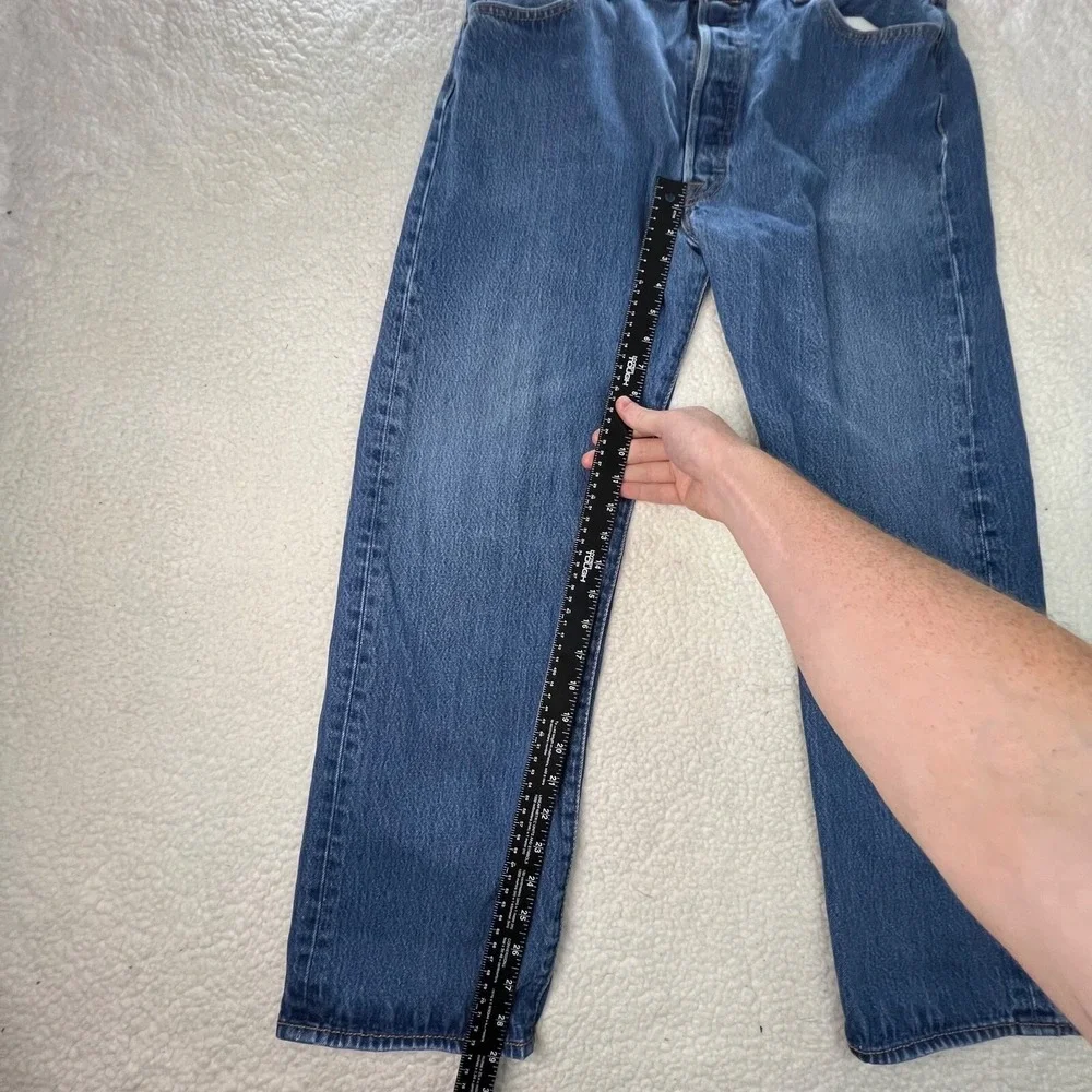 Levis 501 Jeans Mens 38x32 Fit 34x29 Blue Medium Wash Western Straight Leg Denim